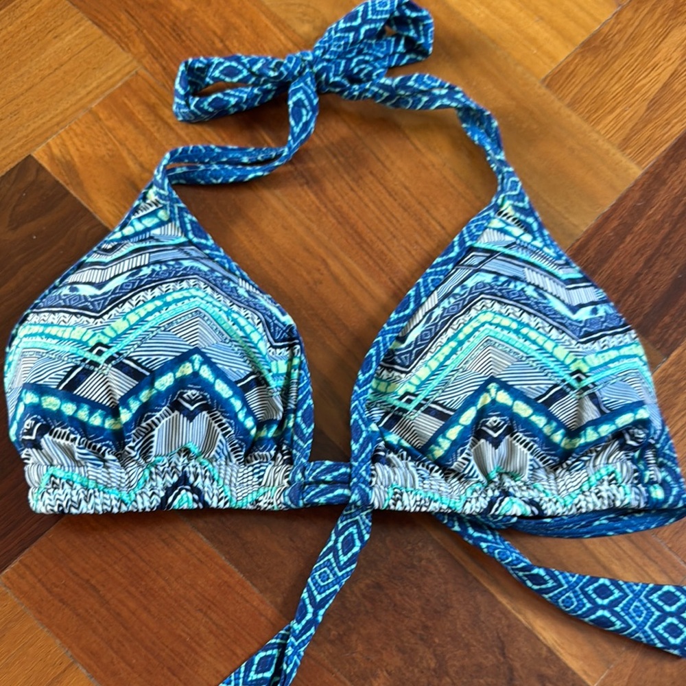 Blue Patterned Bikini Top